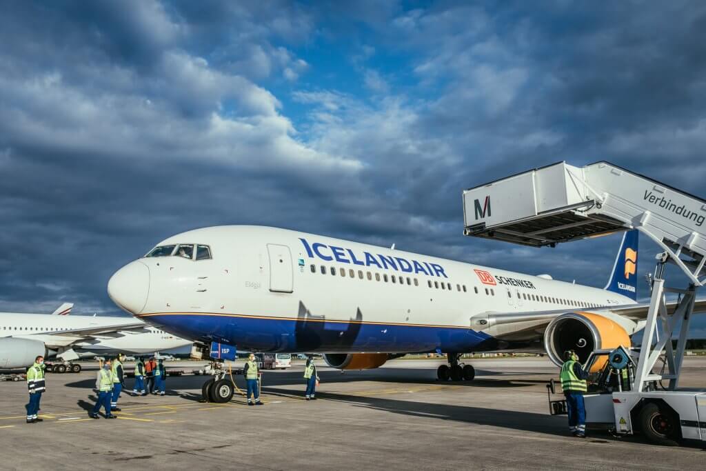 Icelandair's Boeing stands for conversion on the ground. © DB Schenker
