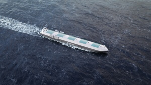 Vision: Wie ein Torpedo gleitet ein Frachtschiff selbständig über das Meer. ©Rolls-Royce 